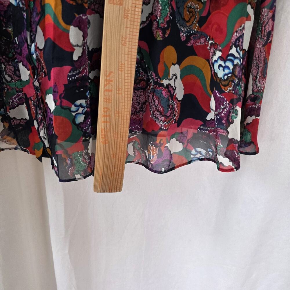 Saloni Tilly Abstract Multicolor Ruffle Silk Mini Dress 0 Whimsy Avant-garde - Picture 4 of 10